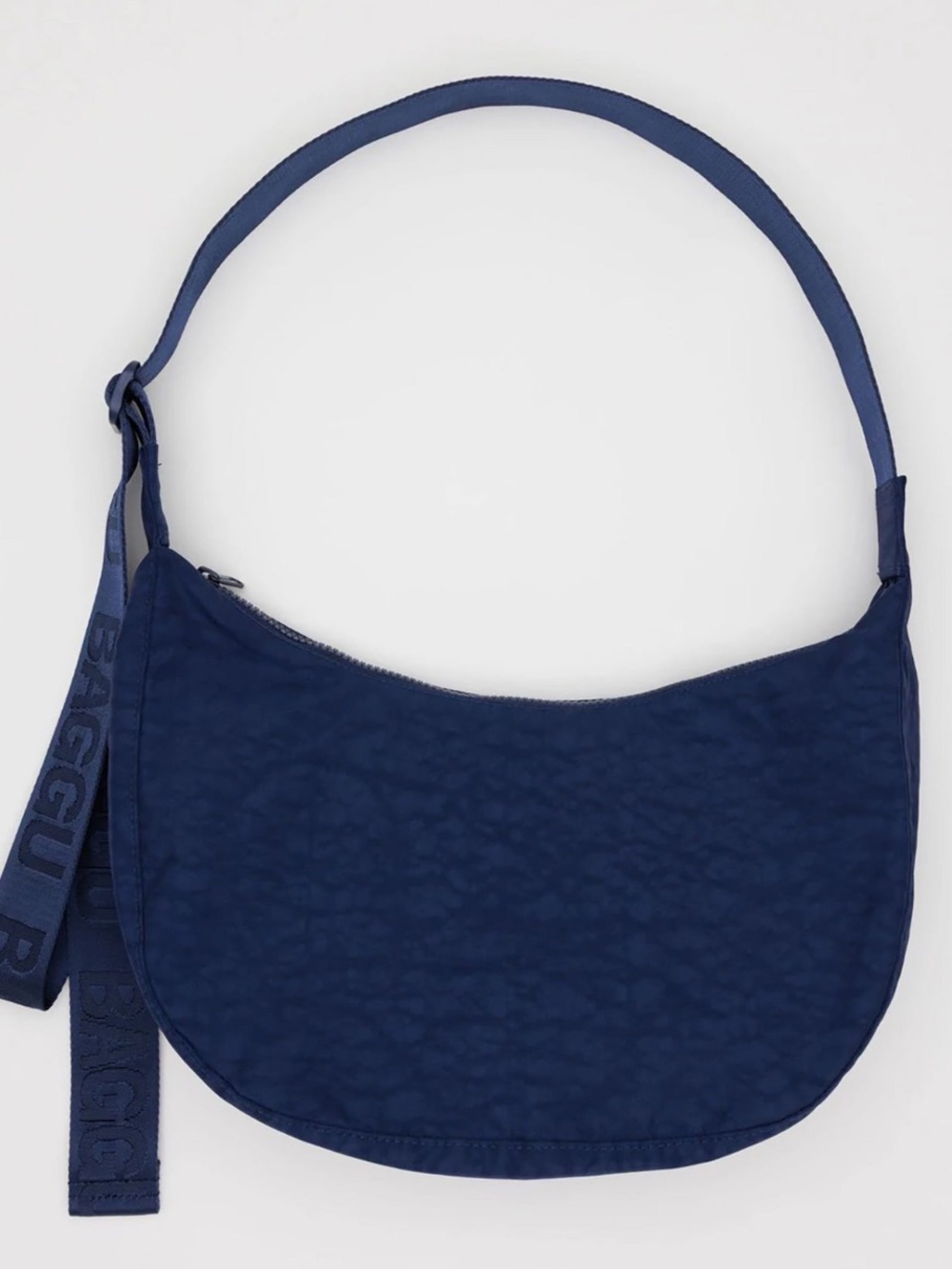 BAGGU Navy Crescent Nylon Shoulder Bag